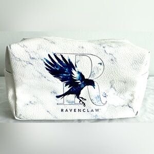 Harry Potter Ravenclaw Cosmetic Bag White Marble Print 8” x 4” x 4.5” Zip Pouch
